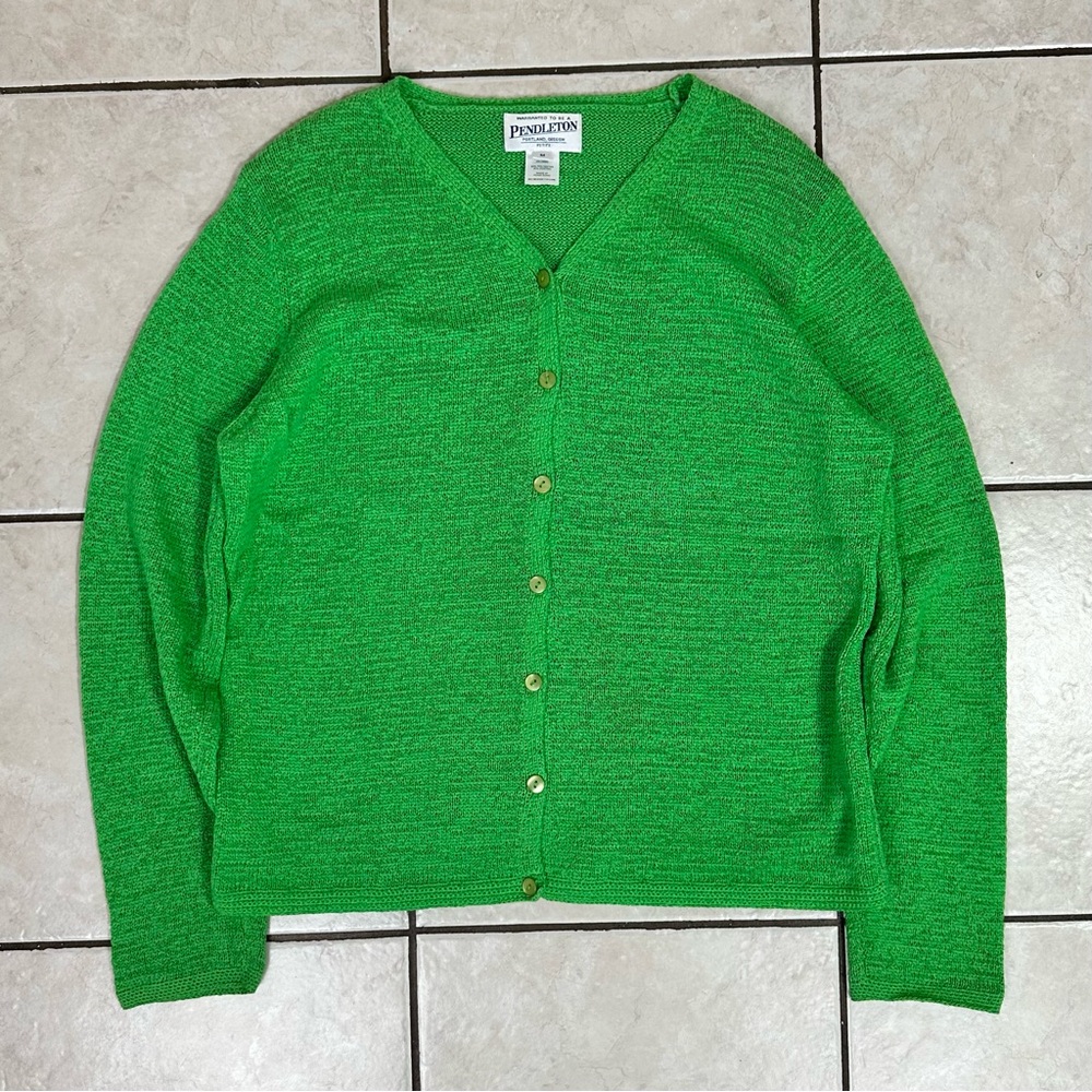 Vintage Y2K Style Women’s Lucky Green Pendleton Cardigan Button Up Size Medium